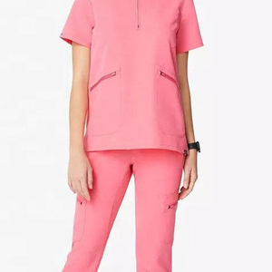 Wholesale High Stretch Women Medical Scrub <b>Set</b> Stand Collar Zipper Nursing Uniform Hospital <b>Doctor</b> Jogger Suit Scrub <b>Set</b> - Product Image 3