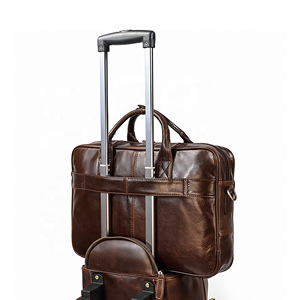 Porte-documents en cuir Crazy Horse rétro pour hommes, sac d'affaires multi-poches pour ordinateur portable, sac à main de bureau personnalisé - Product Image 2