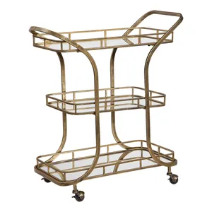 Chariot de service d'hôtel de luxe fait main en métal écologique, finition thermolaquée de qualité supérieure, roues robustes verrouillables, multi-usages - Product Image 1