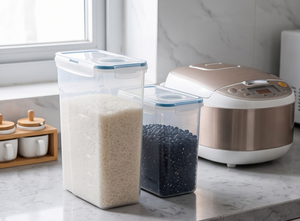HALO Clear <b>Plastic</b> <b>Food</b> <b>Storage</b> <b>Box</b> Airtight Rice Container Moisture Proof Cereal Dispenser <b>Box</b> with Easy Pour Lid - Product Image 3