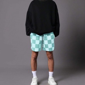 <b>Men's</b> <b>Checkered</b> Board <b>Shorts</b> Light Green White Patterned Quick Dry Polyester Casual Summer Wear Drawstring Waist - Product Image 5
