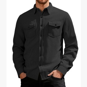 Camisa de Hombre con Logotipo Personalizado OEM, Estilo Vintage, de Pana, con Bolsillos y Botones, Chaqueta Informal de Negocios para Otoño - Product Image 1