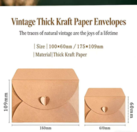Mini-enveloppes en papier kraft brun avec fermoir en forme de cœur, personnalisables pour cartes cadeaux, cartes professionnelles et cartes de notes