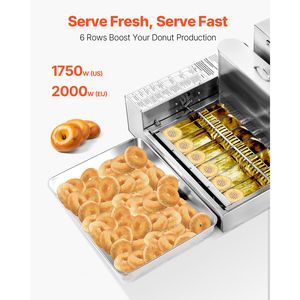 Macchina Automatica Commerciale per Ciambelle in Acciaio Inox, Nuova Attrezzatura per 6 File di Ciambelle, Alta Potenza Elettrica, 360 Pezzi/Ora - Product Image 2