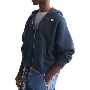 Unisex Gray <b>Full</b> <b>Zip</b> <b>Hoodie</b> 100% Cotton Fleece Solid Premium Heavyweight Regular Fit Embroidered Logo Pocket Pullover - Product Image 2