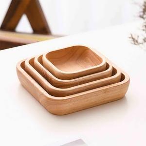 Juego de 4 bandejas de servir de madera de acacia, bandeja de desayuno, bandeja para otomanas, bandeja para té y café, bandeja para presentar comida, para el hogar y restaurantes - Product Image 1