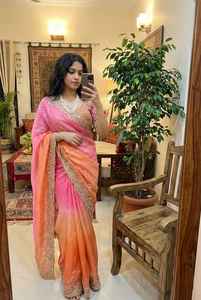 ผ้าเฟนดี้ ซาร์ติน เนื้อผ้านุ่มหรูหรา ดูมีระดับ พร้อมงานปักสวยงาม ประดับด้วยเลื่อมขนาด 3 มม.  ขอบผ้าตกแต่งอย่างหนักแน่นด้วยลายบุตติส - Product Image 3