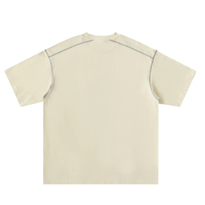 T-shirt d'été en coton 250G à col rond et manches courtes, vierge, personnalisable, avec surpiqûres contrastées – Vente en gros - Product Image 2