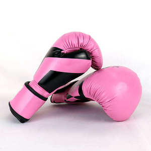 Gants de boxe en cuir rouge avec fermeture Velcro pour adultes, design respirant pour l'entraînement - Product Image 2