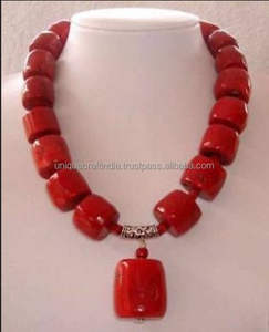 High Quality <b>Red</b> Resin Beaded Necklace Statement Necklace <b>Jewellery</b> by Indian Supplier UCI - Product Image 1