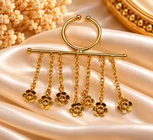 Anillo de Cadena con Flores Creadas en Laboratorio, Bañado en Oro, Banda Sencilla, Joyería Elegante para Mujer, Regalo para Fiesta o Boda - Product Image 1
