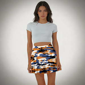 Gran oferta en Temu: minifalda de cintura alta con estampado de camuflaje para mujer, estilo casual y urbano, línea A, para uso diario. - Product Image 2