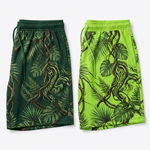 Pantalones Cortos Deportivos de Malla con Diseño de Hoja de Monstera Exótica Personalizados, Sublimación Premium - Product Image 1