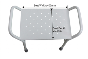 <b>Height</b> <b>Adjustable</b> Shower <b>Stool</b> 550-700mm Integral Handles Non-Slip Rubber Feet Perforated Drainage Holes Powder Bathroom Safety - Product Image 4