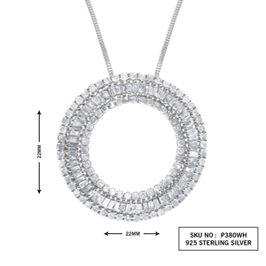 Collar con Colgante Circular de Diamantes Naturales Blancos de 0.97 Cttw para Mujer, Plata de Ley 925 con Baño de Rodio, Cadena de 18 Pulgadas, Corte Brillante - Product Image 6