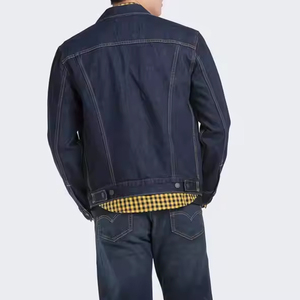 Veste en jean personnalisée avec broderie FY pour hommes, veste de travail en denim surdimensionnée à capuche en coton bleu clair à manches longues élégante pour hommes - Product Image 3