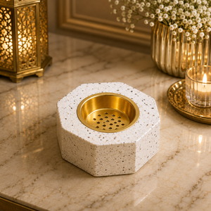 Brûleur d'encens artisanal en résine avec bol en laiton pour l'Aïd, support de Bakhoor, chauffe-oud arabe moderne, décoration d'intérieur, cadeau - Product Image 4