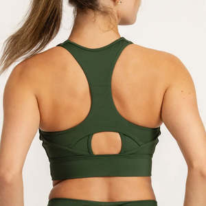 Nouveau soutien-gorge de sport pour femme, simple et tendance, à maintien élevé, antibactérien, en Spandex/Nylon, avec logo personnalisable sur le devant, confortable et respirant - Product Image 6