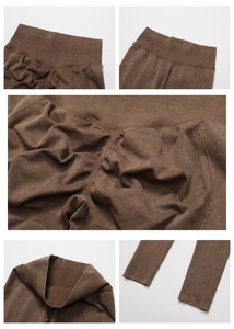 กางเกงเลกกิ้งเอวสูงแบบเต็มตัว รัดสะโพก สีชมพูล้วน ชุดโยคะไร้ตะเข็บ - Product Image 3