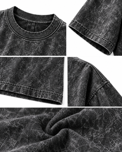 T-shirt Oversize Noir Délavé à l'Acide Personnalisé en Gros, Unisexe, Coton Épais, Style Vintage, Streetwear, Vêtements à Marque Privée - Product Image 6