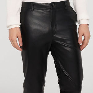 PIHA SPORTS Men's Leather Pants Straight Leg High Waist Flat Front Zipper Fly Casual <b>Trousers</b> <b>Waterproof</b> <b>Breathable</b> Outdoor - Product Image 6