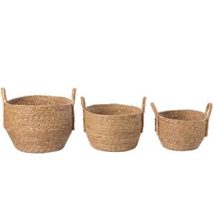 Ensemble de 3 paniers de rangement ronds en jacinthe d'eau, faits à la main, vente en gros, écologiques, fabriqués au Vietnam - Product Image 4