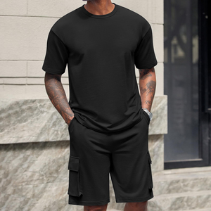 Conjunto deportivo transpirable de verano para hombre, camiseta a juego de colores, pantalones cortos, conjunto de 2 piezas, ropa informal y de calle, conjuntos cortos para hombre - Product Image 3