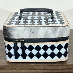 กล่องเก็บเครื่องประดับหนังลายตารางแบบสั่งทำพิเศษ ขนาดใหญ่ สำหรับแหวน ต่างหู สร้อยคอ กล่องจัดระเบียบเครื่องประดับสำหรับเดินทาง - Product Image 4