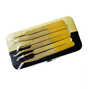 Pinzas Profesionales para Extensión de Pestañas, Color Dorado, Punta Fina Recta, Acero Inoxidable Alemán, Pinzas para Pestañas Postizas para Belleza - Product Image 5