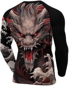 Men's Long Sleeve Rash Guard Compression Shirt Full Print Dragon Design Sublimation Quick Dry Polyester Spandex - Product Image 3