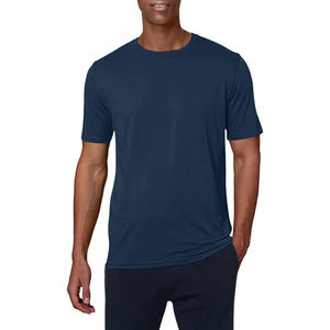 Camiseta de Manga Corta para Hombre, Cuello Redondo, Color Azul Marino, Corte Regular, Estilo Informal, Tejido de Punto Liso, 100% Algodón - Product Image 4