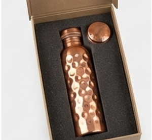 Artisanal Vintage Design Copper Water Bottle With Hammered Pattern Screw-On Lid Reusable For Outdoor Hiking Camping Travel Adult - Product Image 5