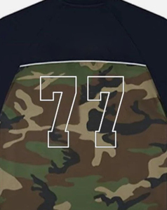 Camiseta de Camuflaje Oversize de Alto Rendimiento para Hombre, Manga Raglán, Cuello Redondo, Estampado Número 77, Estilo Urbano, Jersey de Algodón, Ajuste 2026 - Product Image 3