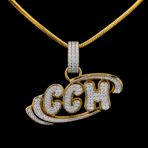 จี้ตัวอักษร CCH ดีไซน์เฉพาะตัว ชุบทอง 18K ประดับเพชรโมอิสซาไนต์เต็มเม็ด สไตล์ฮิปฮอป เครื่องประดับผู้ชาย ประดับเพชรแบบ Pave Setting ดีไซน์เก๋ - Product Image 6