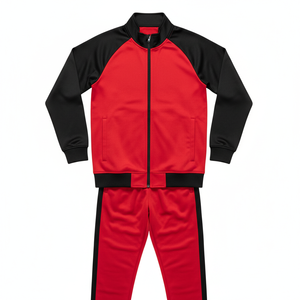 Survêtement de football unisexe deux pièces 100 % polyester, décontracté, uni, sportif, mi-lourd, imprimé par transfert thermique, respirant, longueur intégrale, avec côtés imprimés - Product Image 1