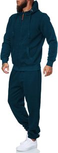 300GSM Cotton Poly Tracksuit <b>Men</b> <b>Slim</b> <b>Fit</b> Full Zip Jacket <b>Joggers</b> Set Solid Beige Color Embroidered Chest Logo Sportswear - Product Image 4