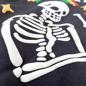 Sweat à capuche homme style urbain avec logo en relief, imprimé mousse, crâne arc-en-ciel, léger, pull d'hiver - Product Image 4