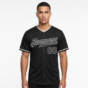 Maillot de baseball personnalisé pour hommes, manches courtes, noir, polyester, évacuation de l'humidité, nom et numéro de l'équipe imprimés, coupe régulière, toutes saisons - Product Image 3