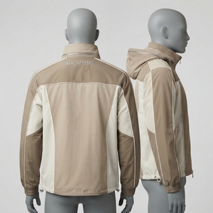 <b>Men</b> Color Block Hooded Windbreaker <b>Jacket</b> Full Zip Lightweight Outdoor Sports <b>Running</b> Shell <b>Jacket</b> - Product Image 3