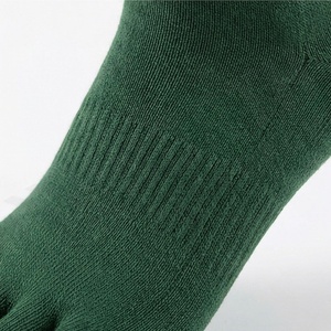 Green 5 Toe Crew <b>Socks</b> Solid Knitted Cotton Breathable For Adults Casual Daily Wear Autumn Style - Product Image 5