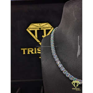 Chaîne tennis de luxe haute qualité entièrement sertie de diamants VVS cultivés en laboratoire avec argent sterling 925, bijoux hip-hop par Trisha Jewels - Product Image 3