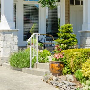 Transitional Iron Handrails for Outdoor Steps with Installation Kit White-Assitive Devices for One Step - Product Image 5