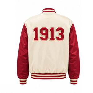 เสื้อแจ็คเก็ตวาร์ซิตี้ Delta Sigma Theta สำหรับผู้ชาย สีแดงเข้ม ปักอักษรกรีก 1913 สไตล์ Preppy แบบซิปด้านหน้า - Product Image 6