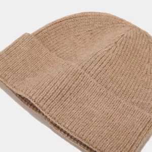 Bonnet unisexe en acrylique, couleur unie, bonnet d'hiver tricoté, style décontracté, 56-58 cm, tricoté à la machine, bonnet pour adulte - Product Image 6