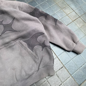 Oversized Men's <b>Hoodie</b> Gray Solid Heat-Transfer Printed Woven Casual Winter Sweatshirt Pocket Regular Fit Windproof Eco-Friendly - Product Image 3