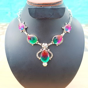Pendentif en argent sterling fait main vintage bicolore avec tourmaline, bijou unique en pierre précieuse, cadeau pour fiançailles, certifié par un tiers - Product Image 6
