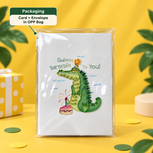 Carte de vœux artisanale personnalisée sur le thème du crocodile, idéale pour les anniversaires, en papier de papeterie, cadeau, vente en gros, Vietnam - Product Image 6