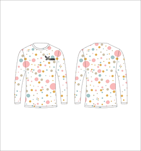 Maillot de sport personnalisé à manches longues en sublimation, léger, avec motif à pois multicolores, fournisseur de vêtements en gros - Product Image 1