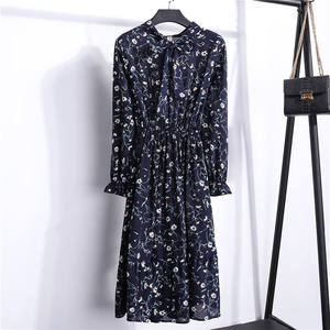 Latest Ladies A-Line Casual Worsted Chiffon Plus Size Summer Dress New Korean <b>Sweet</b> <b>Flower</b> Print Eco-Friendly Breathable - Product Image 3
