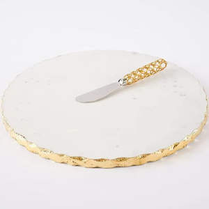 Tabla de Servir Decorativa de Mármol Blanco con Borde Dorado, Ecológica, Apta para Lavavajillas, para una Decoración Elegante del Hogar y la Cocina - Product Image 3